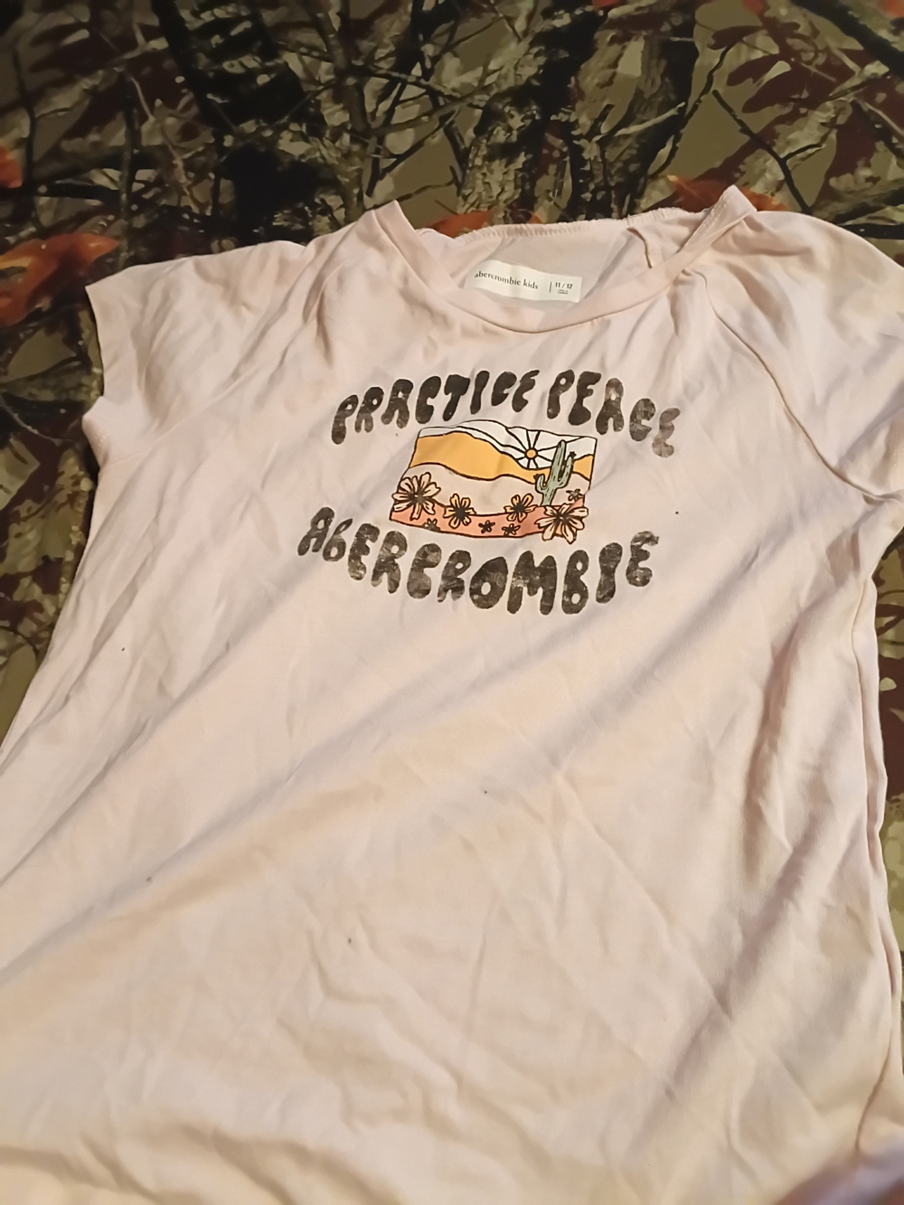 abercrombie kids light pink 'Practice Peace' Graphic Tee